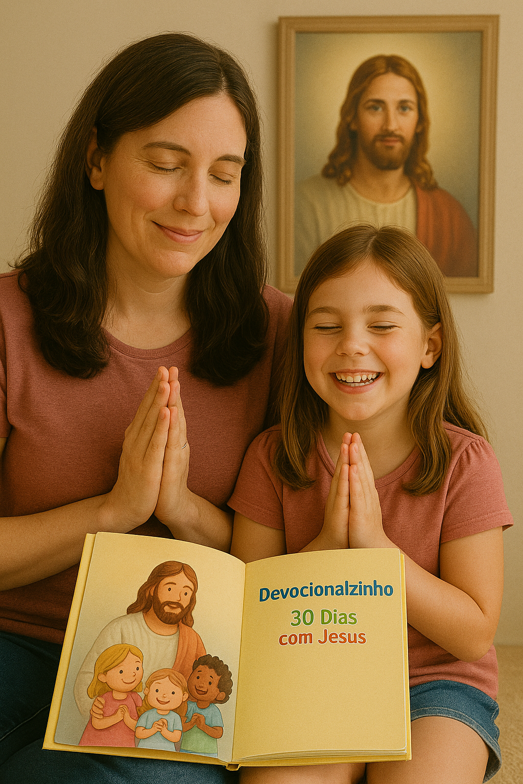 mãe e filha com devocional